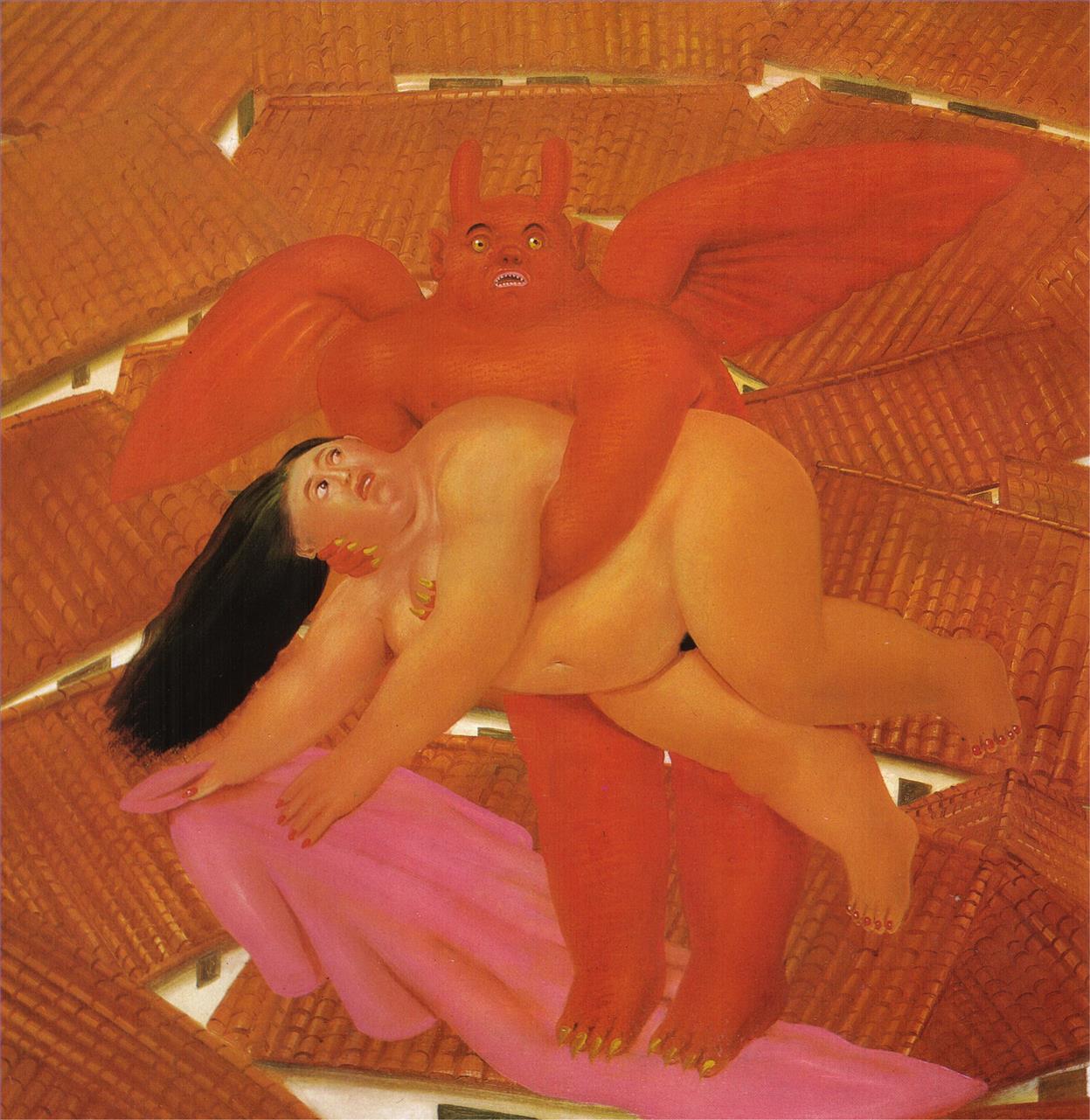 Vom Dämon Fernando Botero entführte Frau Ölgemälde